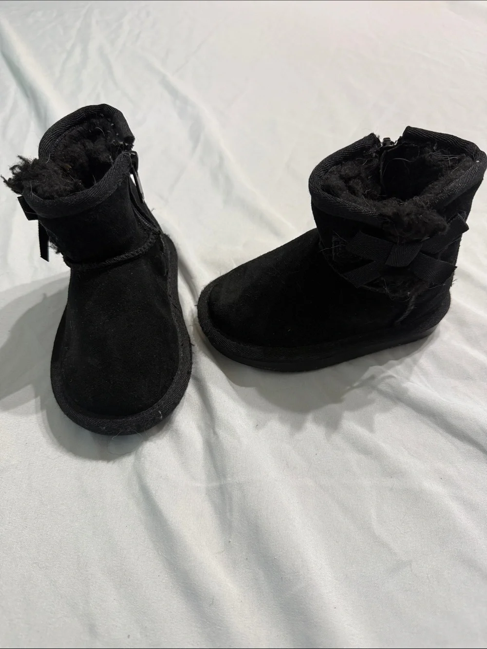 Koolaburra Kids Black Suede Fleece-Lined Rain & Snow Boots